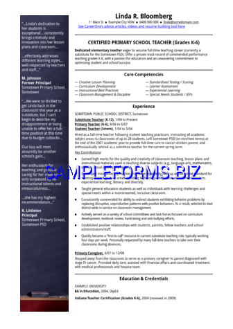 School Teacher CV Template doc pdf free
